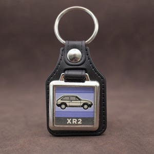 Ford Fiesta Mk2 XR2 Keyring - Leatherette & Chrome Classic Hot Hatchback Keyfob