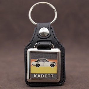 Opel Kadett C Keyring - Leatherette & Chrome Keyfob
