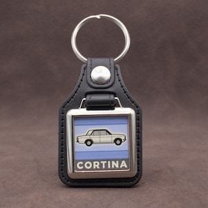Ford Cortina Mk2 Keyring - Leatherette & Chrome Classic British Ford Keyfob