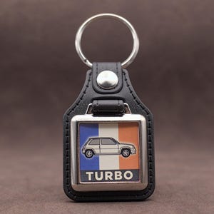 Renault 5 GT Turbo Keyring - Leatherette & Chrome Keyfob