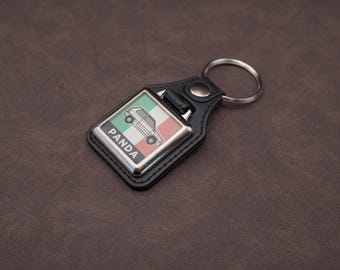 フィアット パンダ Mk1 キーリング - レザーレット＆クローム