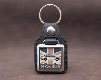 Morris Marina Keyring – Classic 70s British Leyland Keychain – Retro BL Key Tag Gift