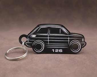 Fiat 126 Keyring - Acrylic Lasercut Classic Retro Italian car Keychain