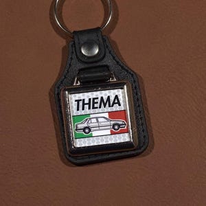 Lancia Thema Keychain - Leatherette & Chrome Italian Classic Car Keyring
