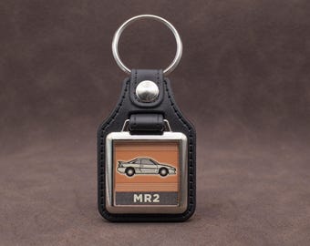 Toyota MR2 Mk2 Keyring - Leatherette & Chrome Japanese Classic Sports Car Keyfob