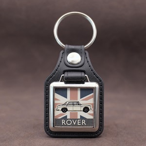 Rover P5-sleutelhanger: kunstleren en chromen sleutelhanger