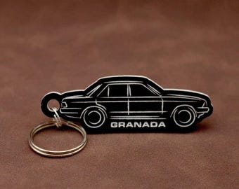 Llavero Ford Granada Mk2 - Llavero de coche retro clásico cortado con láser de acrílico