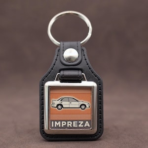 Subaru Impreza Mk1 Keyring - Leatherette & Chrome Keyfob