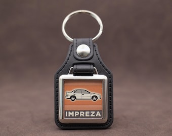 Subaru Impreza Mk1 Keyring - Leatherette & Chrome Keyfob