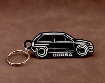 Corsa A Keyring – Opel Corsa Classic Hatch Outline Keychain Gift
