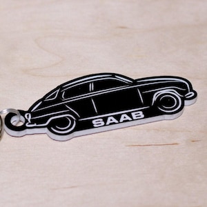 Saab 96 Keyring - Acrylic Lasercut Classic Retro Swedish Saab car Keychain