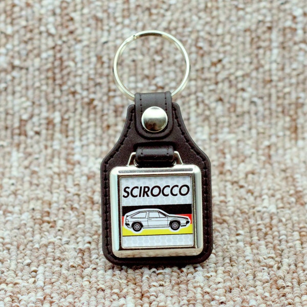 VW Scirocco Mk2 Keychain - Leatherette & Chrome Classic Car Volkswagen Coupe keyring