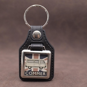 Llavero de furgoneta camper/autocaravana - Cuero sintético y cromo, clásico llavero británico de autocaravana