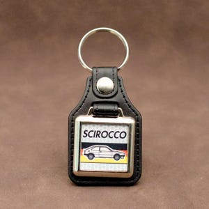 VW Scirocco Mk1 Keyring - Leatherette & Chrome Classic German Retro Car Keyfob