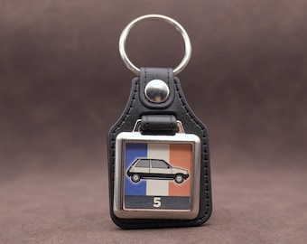 Renault 5 Mk2 Keyring - Leatherette & Chrome Keyfob