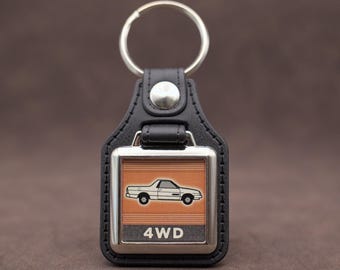 Subaru 4x4 Brat / Brumby / MV Keychain - Leatherette & Chrome Japanese Classic Pickup Truck Keyring