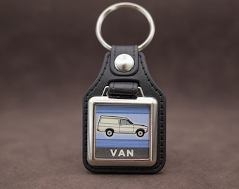 Ford Escort Mk2 Van Keyring - Leatherette & Chrome Classic Van Keyfob