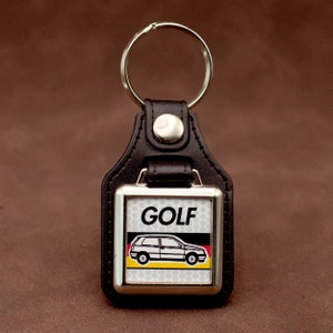 VW Golf Mk3 Keyring - Leatherette & Chrome Classic German Retro Car Keyfob