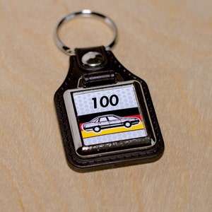Audi 100 C3 Keyring - Leatherette & Chrome Keyfob