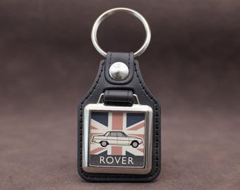 Rover P6 Keyring - 2200 and 3500 V8 Leatherette & Chrome Keyfob