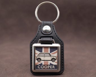 Classic Mini Cooper Keyring, British Sportpack Medallion Gift