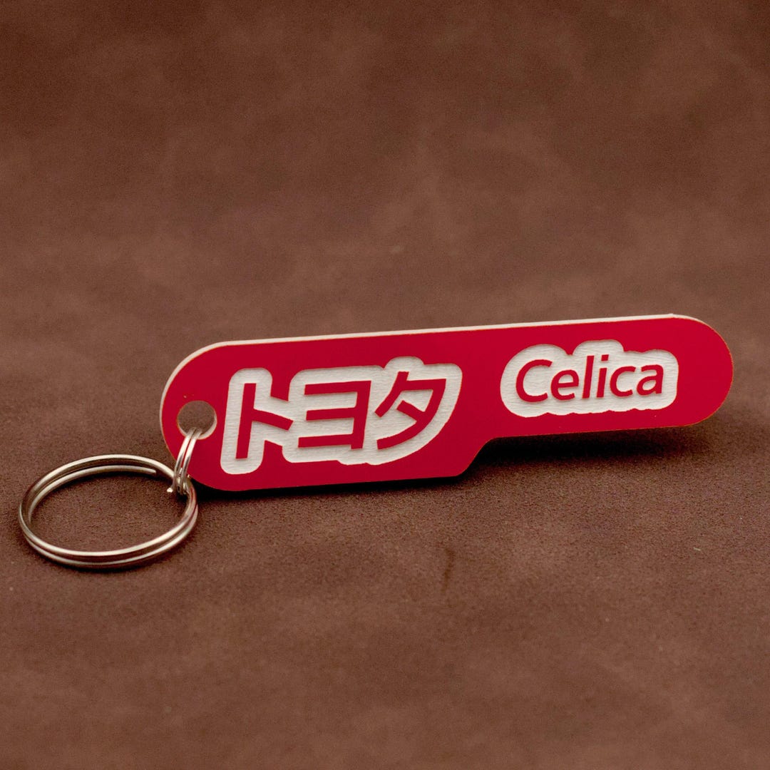 Toyota Celica Keyring - Red and White Japanese Kanji JDM Style Lasercut ...