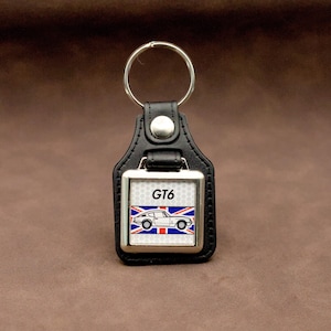 Triumph GT6 Keyring - Leatherette & Chrome British Classic Sports Car Coupe Keychain