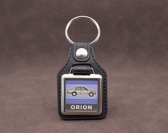 Ford Orion Keyring - Leatherette & Chrome Classic 80s Retro Ford Keyfob