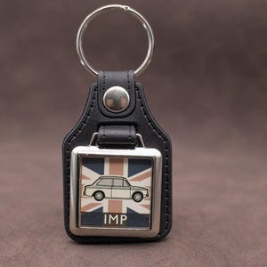 Sleutelhanger Hillman Imp-medaillon, kunstlederen chromen sleutelhanger