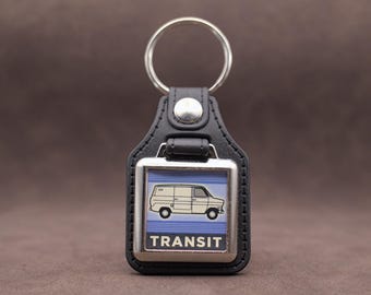 Ford Transit Mk1 Keychain: Classic Van Keyring, Leatherette & Chrome