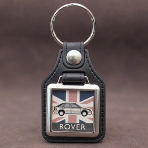 Rover 200 R8 Keyring - Leatherette & Chrome Keyfob