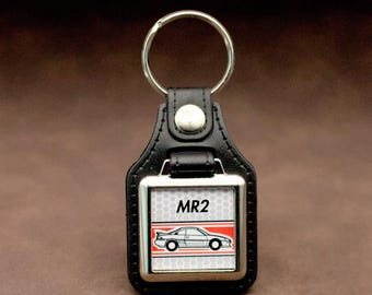 Toyota MR2 Mk2 Keyring - Leatherette & Chrome Japanese Classic Sports Car Keyfob