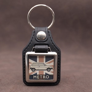 Austin Metro Keyring - Leatherette & Chrome Classic British Car Keyfob