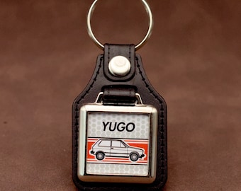 Yugo 45 Keyring - Leatherette & Chrome Keyfob