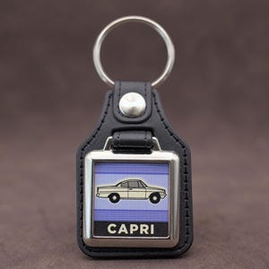 Ford Consul Capri Keyring - Leatherette & Chrome Keyfob