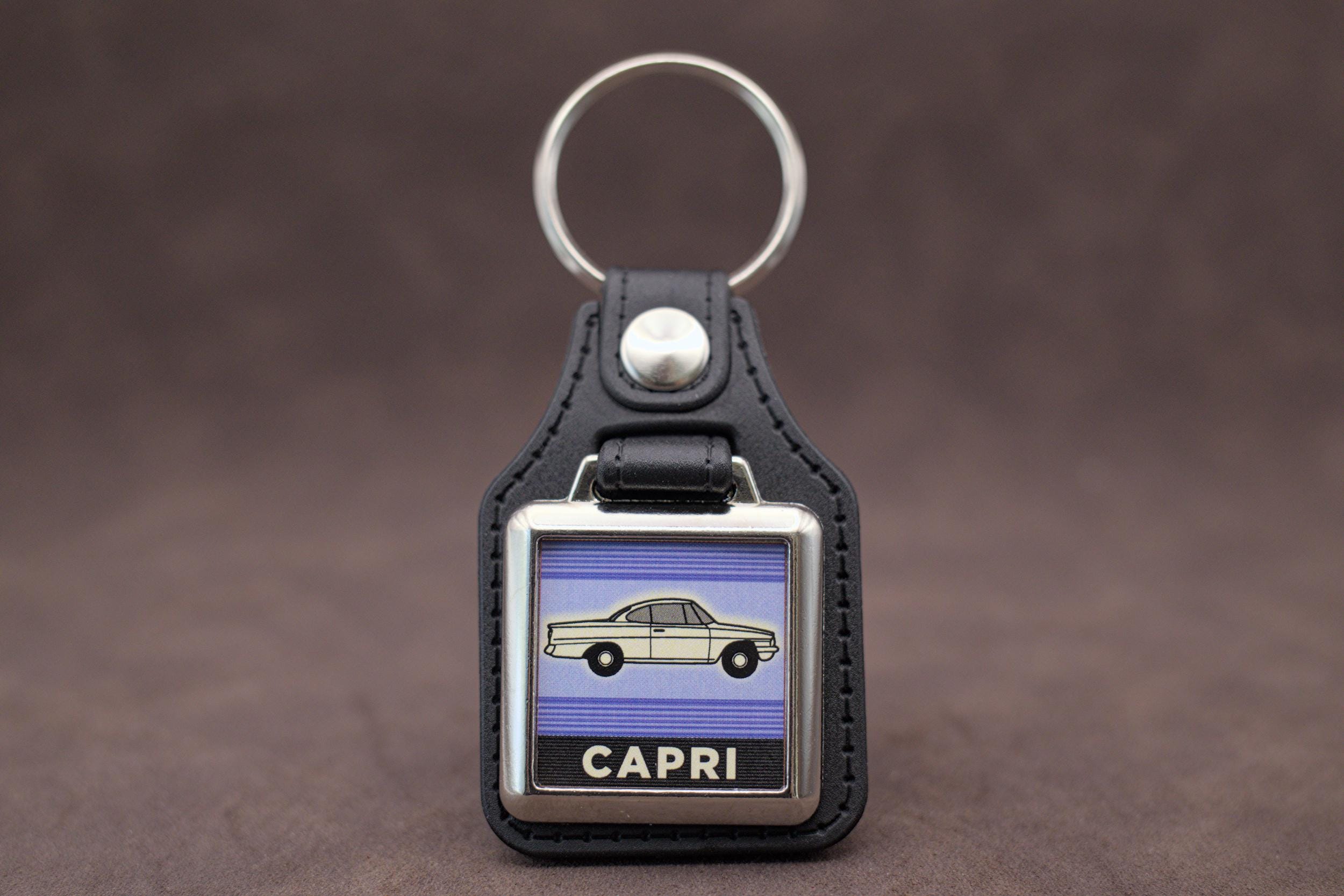 Ford Consul Capri Keyring - Leatherette & Chrome Keyfob