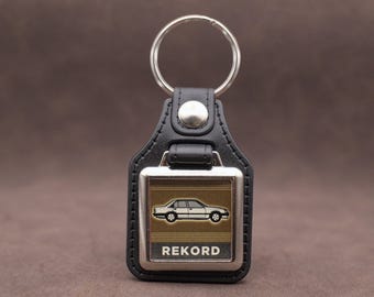 Opel Rekord E Keyring - Leatherette & Chrome Classic German Car Keyfob