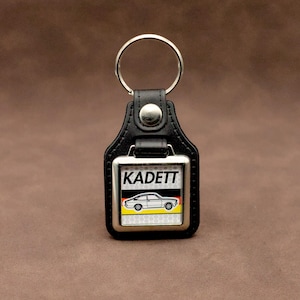 Opel Kadett C Coupe Keyring - Leatherette & Chrome Classic German Sports Coupe Keyfob