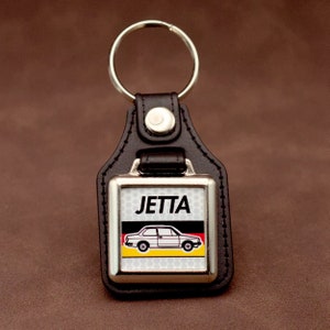 VW Jetta Mk1 Keyring - 2-Door Coupe - Leatherette & Chrome Classic German Car Keyfob