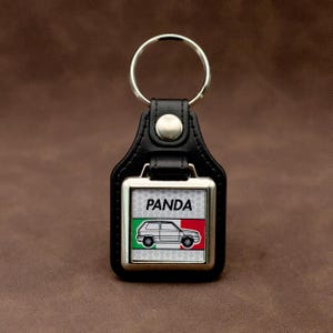 Fiat Panda Mk1 Keyring - Leatherette & Chrome Italian Classic Car Keyring