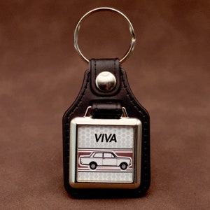 Vauxhall Viva HA Keyring - Leatherette & Chrome Classic British Car Keyfob