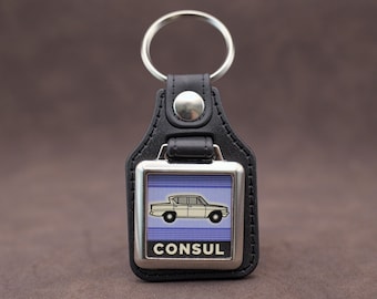 Ford Consul Classic 315 Keyring: Leatherette Chrome Keyfob
