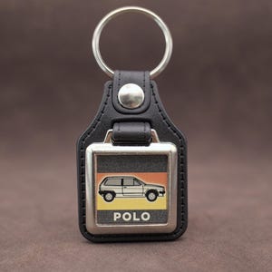 VW Polo 86c Mk2 Keyring - Leatherette & Chrome Classic German Retro Car Keyfob