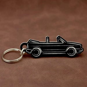 VW Golf Mk1 Cabrio Keychain – 80s VW Rabbit Convertible Keyring – Volkswagen Fan Gift