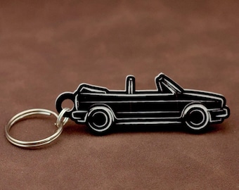 VW Golf Mk1 Cabrio Keychain – 80s VW Rabbit Convertible Keyring – Volkswagen Fan Gift