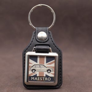 Austin Maestro Keyring - Leatherette & Chrome Keychain for British Leyland Classic Car