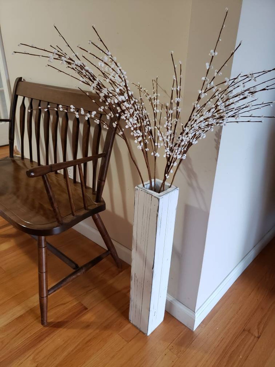 Wood Vase / Floor Pedestal / Distressed Solid Wood - Etsy