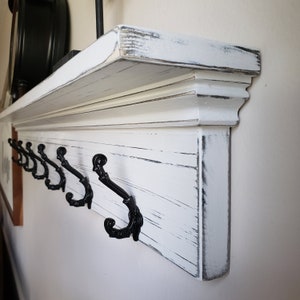 Wall Shelf Coat Rack with Hooks, Black Vintage Style Hooks, Farmhouse, French Country, Home Decor, Towel Rack, Bathroom, Free Shipping