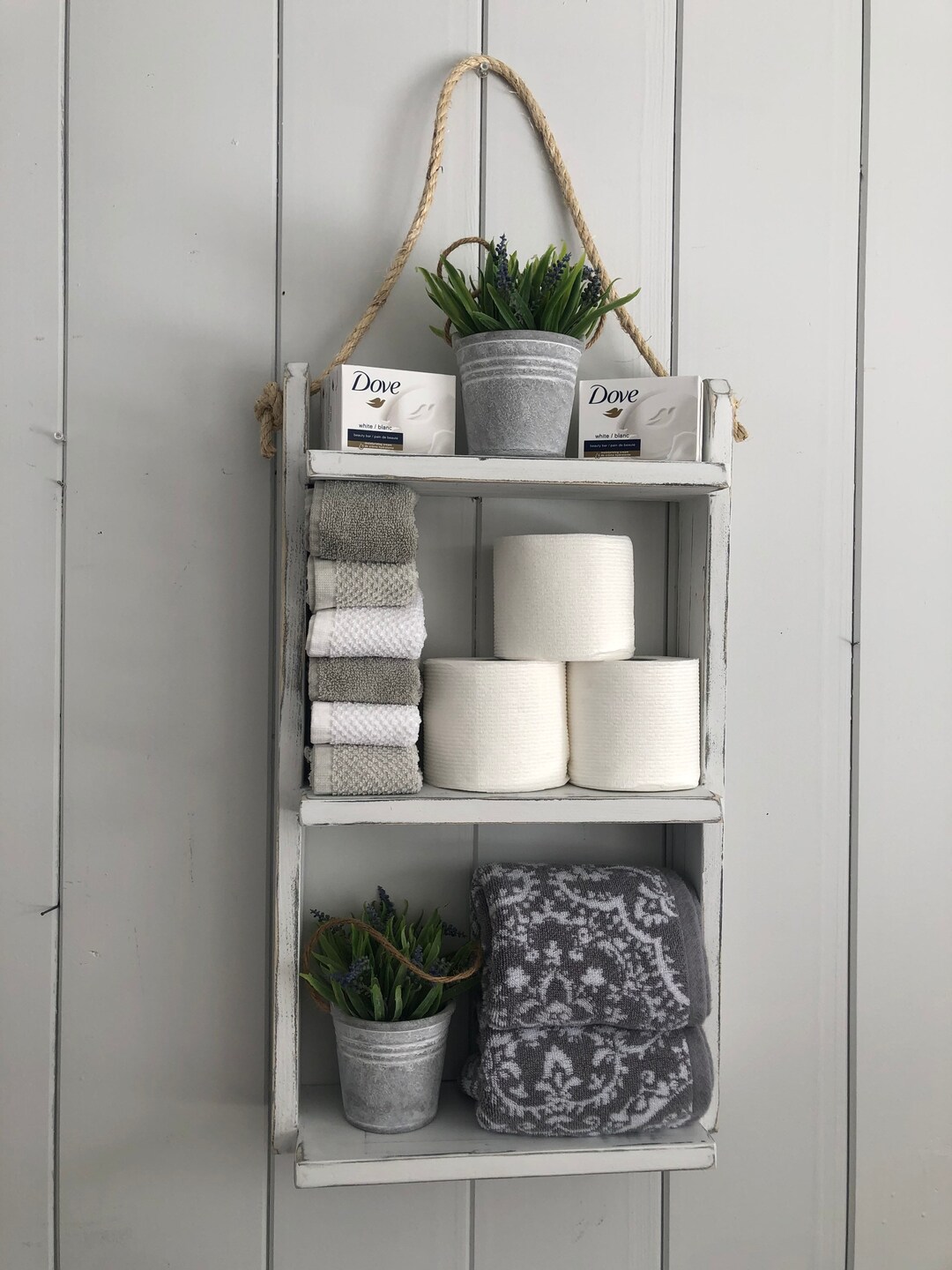 Ladder Rope Shelf Farmhouse Shelf Rope Ladder / Free Shipping - Etsy