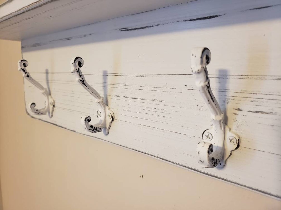 Coat Towel Rack Shelf / French Country Farmhouse With Hooks / Home Wall